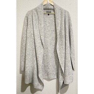 EILEEN FISHER HEATHER Gray Open Front CARDIGAN SIZE S Wool Blend Waterfall Soft